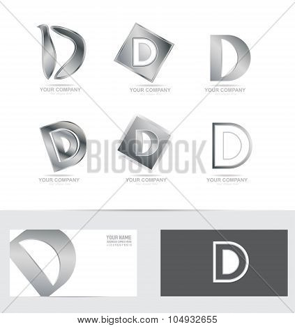 Letter D Silver Logo Icon Set