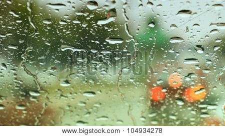 Bad weather, Car headlights. cars in motion. Traffic in poor visibility