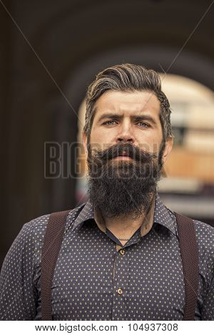 Man With Beard Standing Outdoor