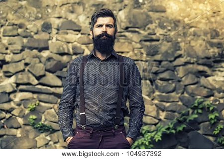 Stylish Bearded Man Outdoor