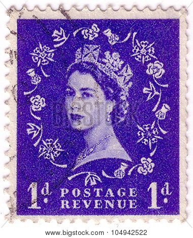 United Kingdom - Circa 1952: A Stamp Printed In United Kingdom Shows Queen Elizabeth Ii, Circa 1952.