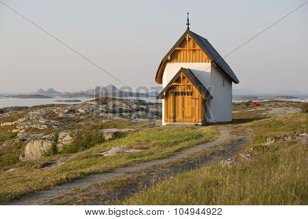 little Scandinavian chapel on the islans ofTraena island norway
