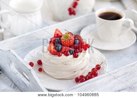 Pavlova Meringue Cake With Fresh Berries