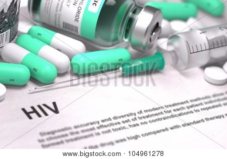 HIV Diagnosis. Medical Concept. Composition of Medicaments.