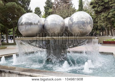 Close Up View Of The Fountain Square In Baku, Azerbaijan