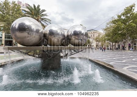 Close Up View Of The Fountain Square In Baku, Azerbaijan