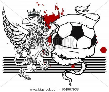 ribbon gryphon soccer coat of arms crest