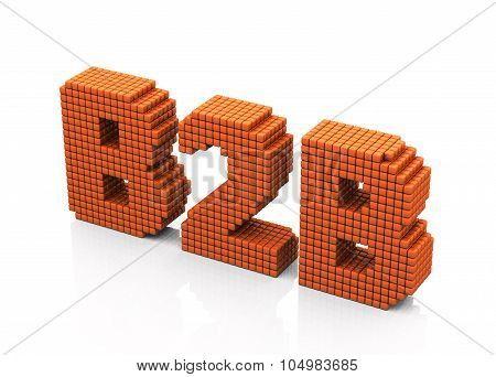B2B Business Abbreviation With Pixel Effect On White Background