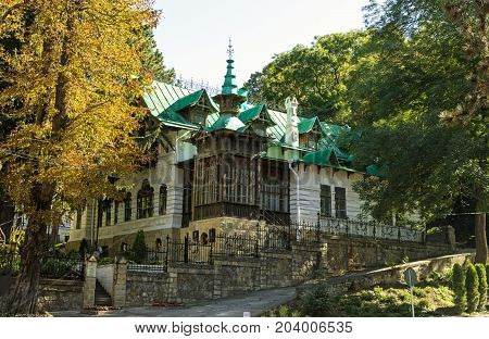 KISLOVODSK, RUSSIA - SEPTEMBER 09, 2017: The State Historical and Cultural Museum of Shalyapin Dacha. Fedor Ivanovich Shalyapin Russian opera and chamber singer Kislovodsk, Russia, since 1903.