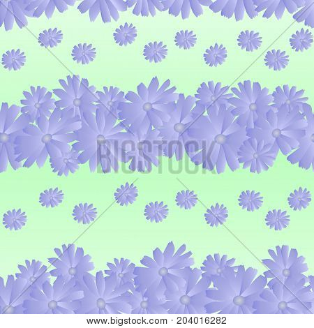 seamless pattern of chicory flowers light green background. For bed linen wrapping packing etc.