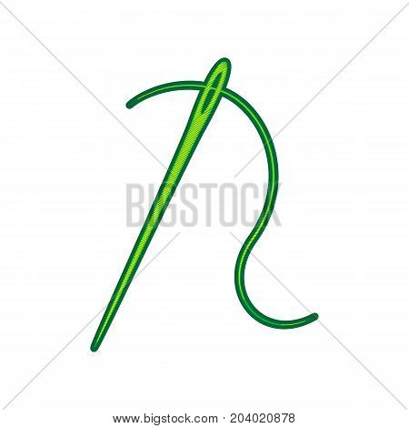 Needle with thread. Sewing needle, needle for sewing. Vector. Lemon scribble icon on white background. Isolated
