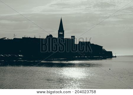 Sunset On The Seashore. City View Walk Along The Seafront