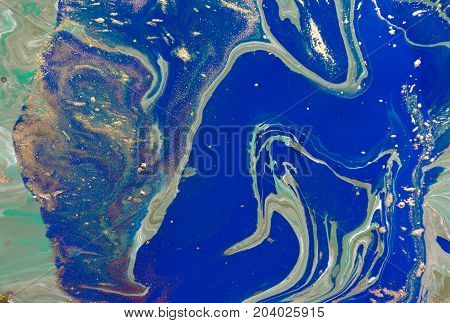 Marbled Abstract Background. Liquid Marble Pattern. Colorful Marble Backdrop. Golden Glitter Texture