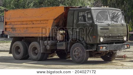 Kazakhstan, Ust-Kamenogorsk, august 13, 2017: Kamaz 5511. Old soviet truck