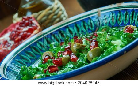Zeytin piyazi - Olive Turkish salad close up meal