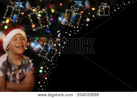 Boy Wishing Christmas Gift