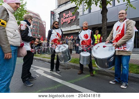 BERLIN - MAY 01 2015: Members of trade unions and the workers hold a rally on the occasion of Labour Day.