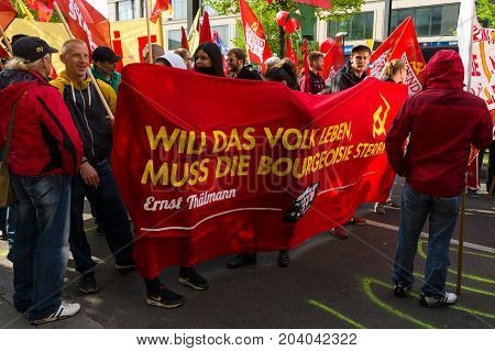 BERLIN - MAY 01 2015: Members of trade unions and the workers hold a rally on the occasion of Labour Day.