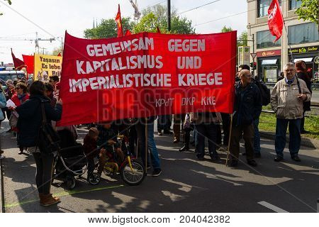 BERLIN - MAY 01 2015: Members of trade unions and the workers hold a rally on the occasion of Labour Day.