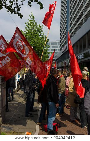BERLIN - MAY 01 2015: Members of trade unions and the workers hold a rally on the occasion of Labour Day.