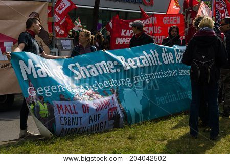BERLIN - MAY 01 2015: Members of trade unions and the workers hold a rally on the occasion of Labour Day.