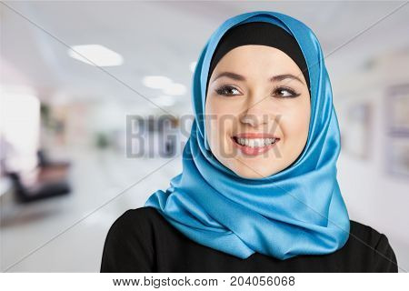 Beautiful young woman looking at camera make up yellow white