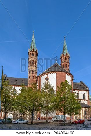 Wurzburg Cathedral is a Roman Catholic cathedral in Wurzburg in Bavaria Germany dedicated to Saint Kilian. View from apse