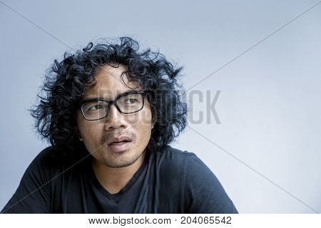 Asian Man Face Action On White