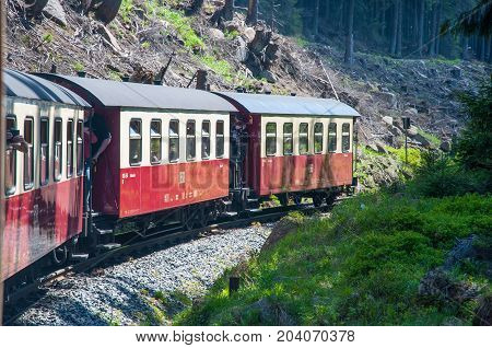 Harz Germany - May 27. 2017: Old train on the Brockenbahn