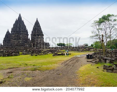 Prambanan temple near Yogyakarta on Java island Indonesia - travel and architecture background.