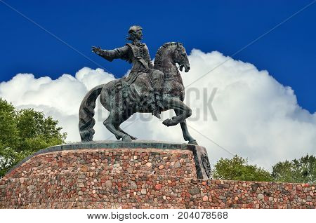 Equestrian statue of Empress Elizabeth Petrovna. Baltiysk, until 1946 Pillau, Russia