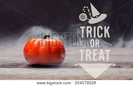 Halloween,  Spooky Pumpkin With Smoke In The Dark Night