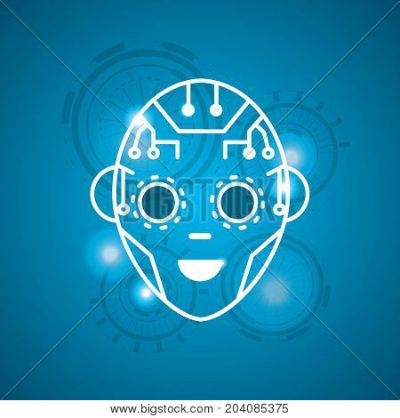 cyberspace human face with futurictic connect vector illustration