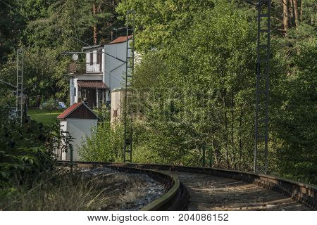 Railroad Track Near Vysne Village In South Bohemia