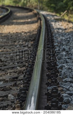 Railroad Track Near Vysne Village In South Bohemia