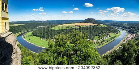 View To Elbe River From Konigstein Fortress At Germany