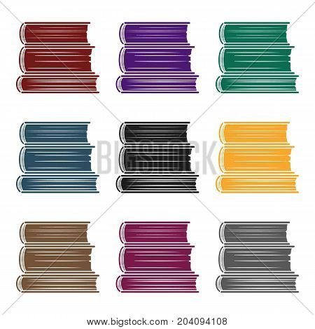 Stack of books icon in black design isolated on white background. Books symbol stock vector illustration.