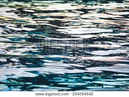 Abstract colorful blur de focused background blue, Background of rippled water in pond, Photo technique image