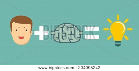 good brains are good ideas. Big idea concept with man and lightbulb. Symbol of having an idea with businessman. concept of ready-made ideas