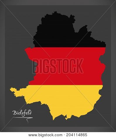 Bielefeld Map With German National Flag Illustration