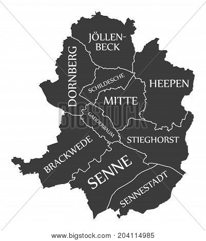 Bielefeld City Map Germany De Labelled Black Illustration