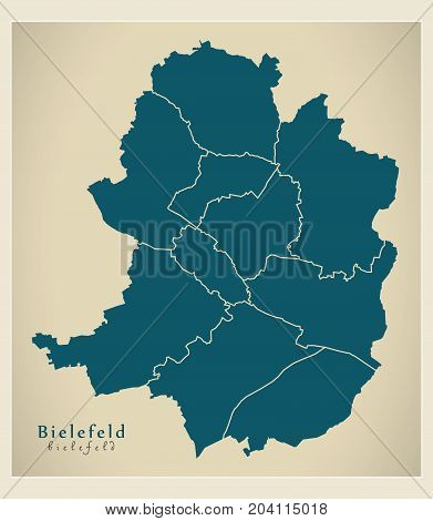 Modern City Map - Bielefeld City Of Germany With Boroughs De