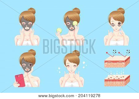 woman with skin care on the blue background