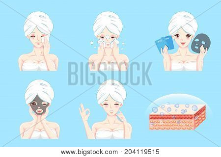 woman with skin care on the blue background