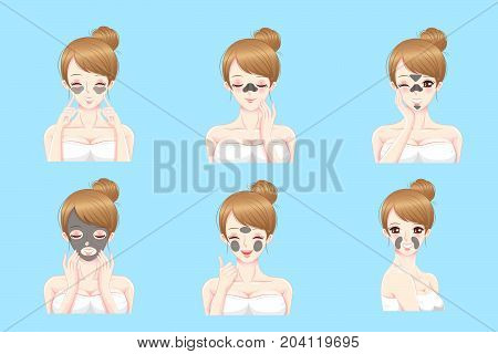 woman with skin care on the blue background