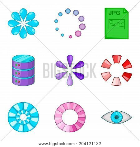 Server loading icon set. Cartoon set of 9 server loading vector icons for web design isolated on white background