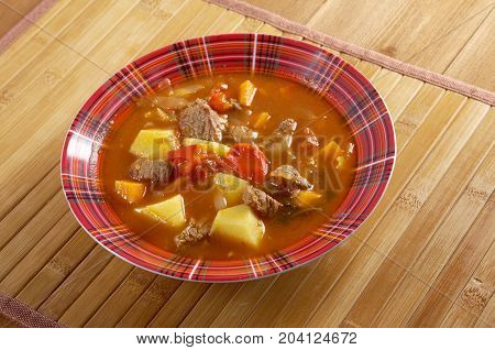 Traditional Bulgarian soup chorba.shurpa soup , close up meal