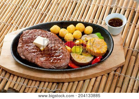Japanese cuisine .Japanese marbled beef Roast , close up  traditional  meal