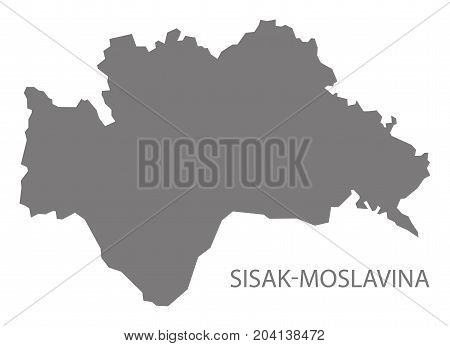 Sisak-moslavina Croatia County Map Grey Illustration Silhouette Shape