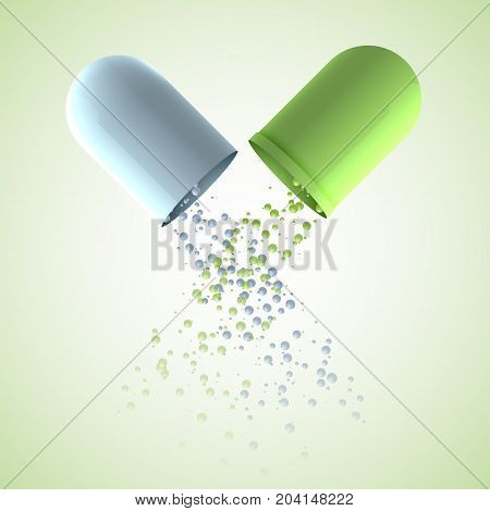 Pills and capsules background with prescription treatment and healthcare symbols realistic vector illustration
